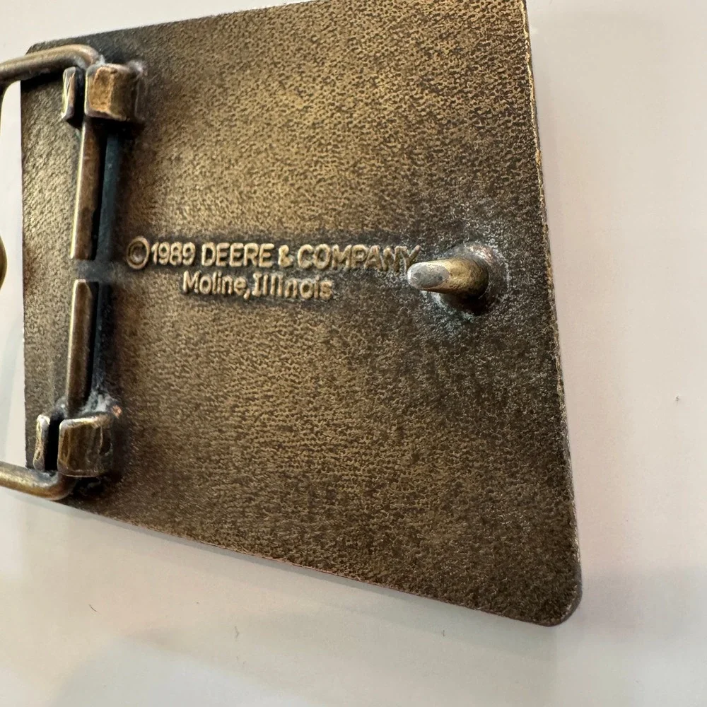 John Deere Diesel Power Belt Buckle Vintage 1989 Engine Tractor Farm‎ Brass